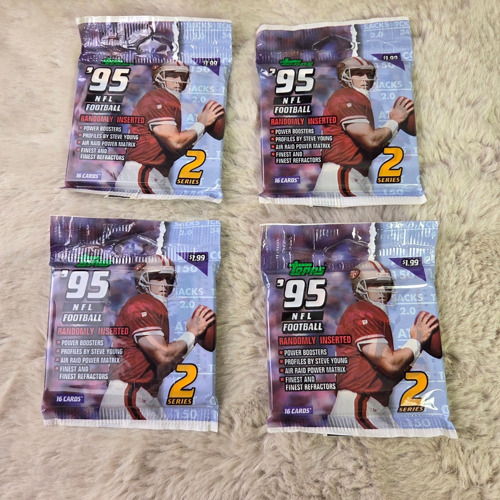 Lot of 4 1995 Topps NFL Football Series 2 Sealed Wax Packs Steve Young 16 Cards